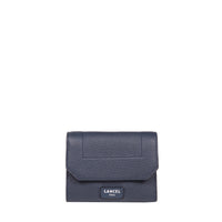 Portefeuille M rabat Ninon en cuir grainé - Bleu pétrole