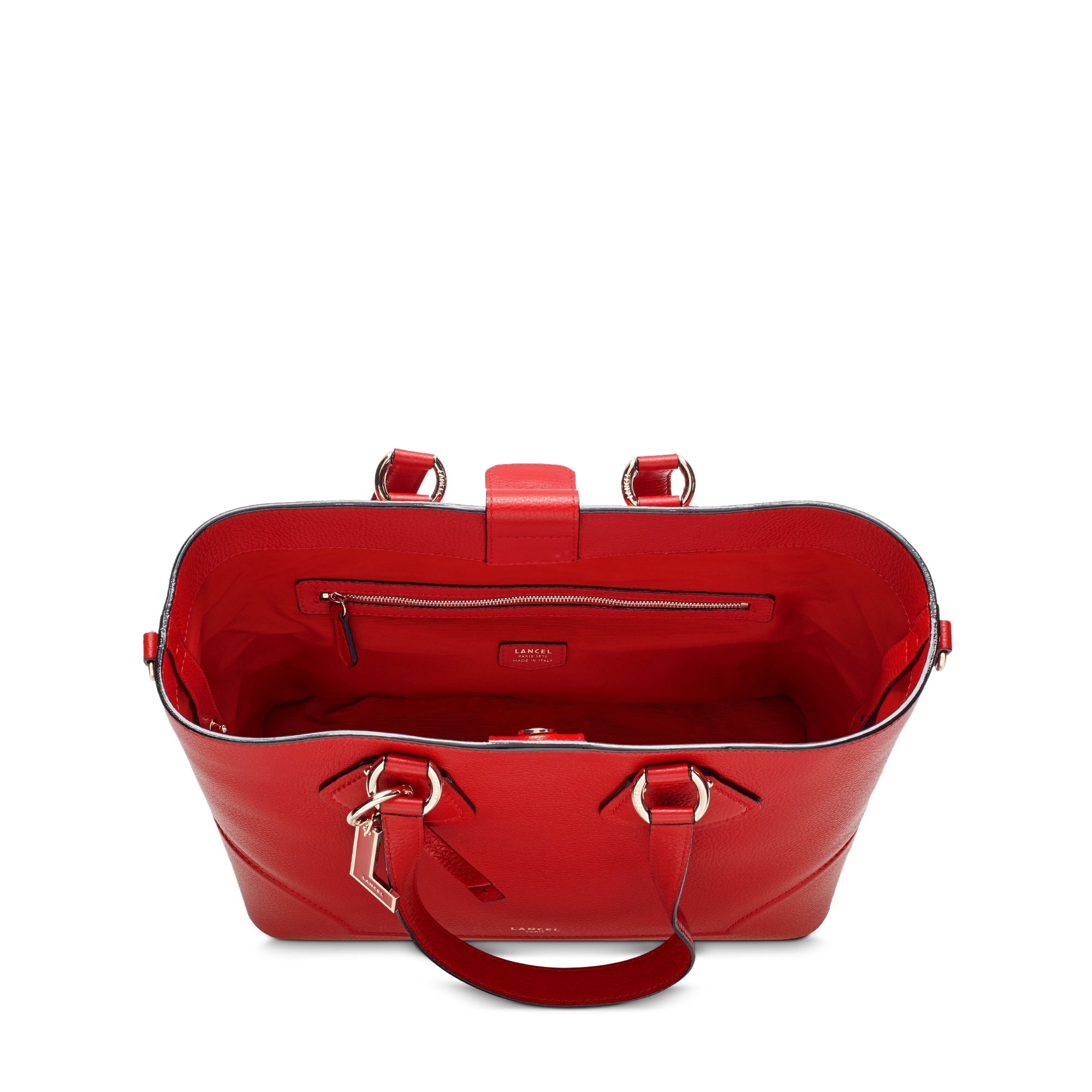 Sac cabas M Izy en cuir grainé - Rouge Lancel