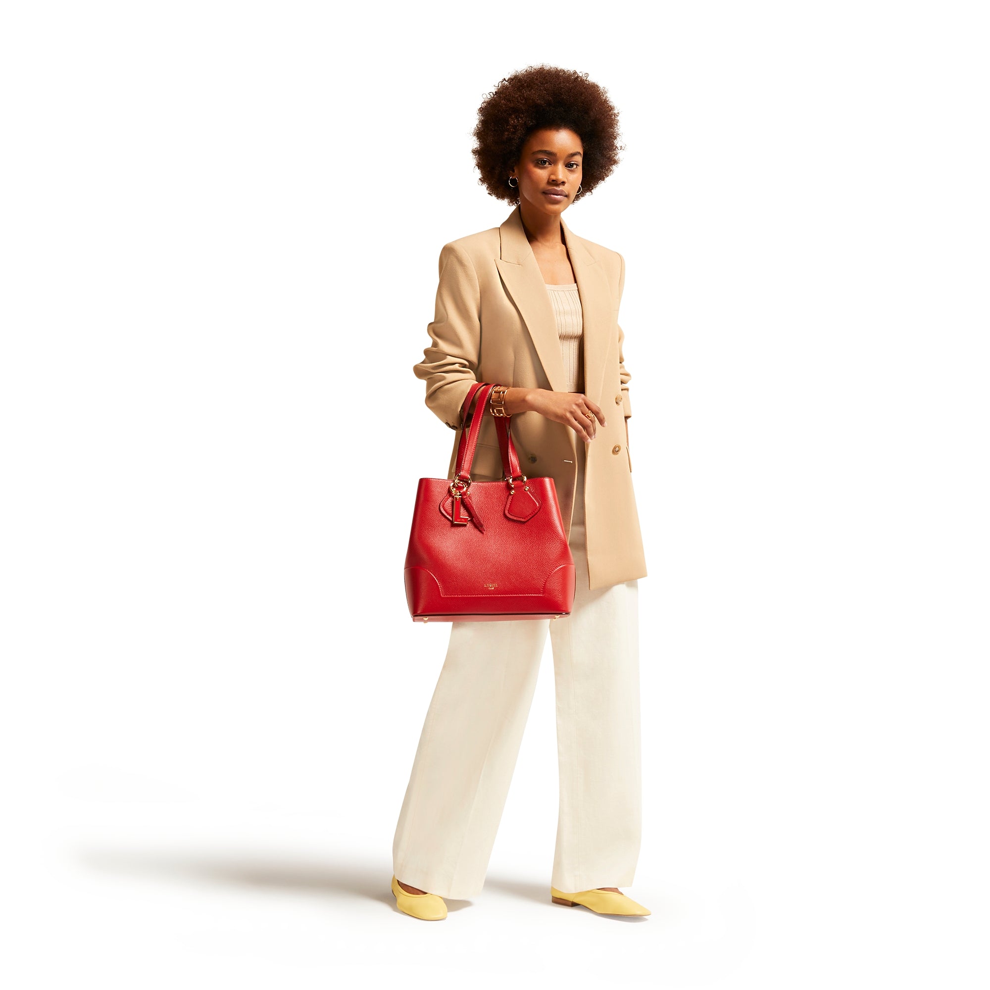 Sac cabas M Izy en cuir grainé - Rouge Lancel