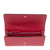 Portefeuille long rabat Premier Flirt en cuir grainé - Carmin
