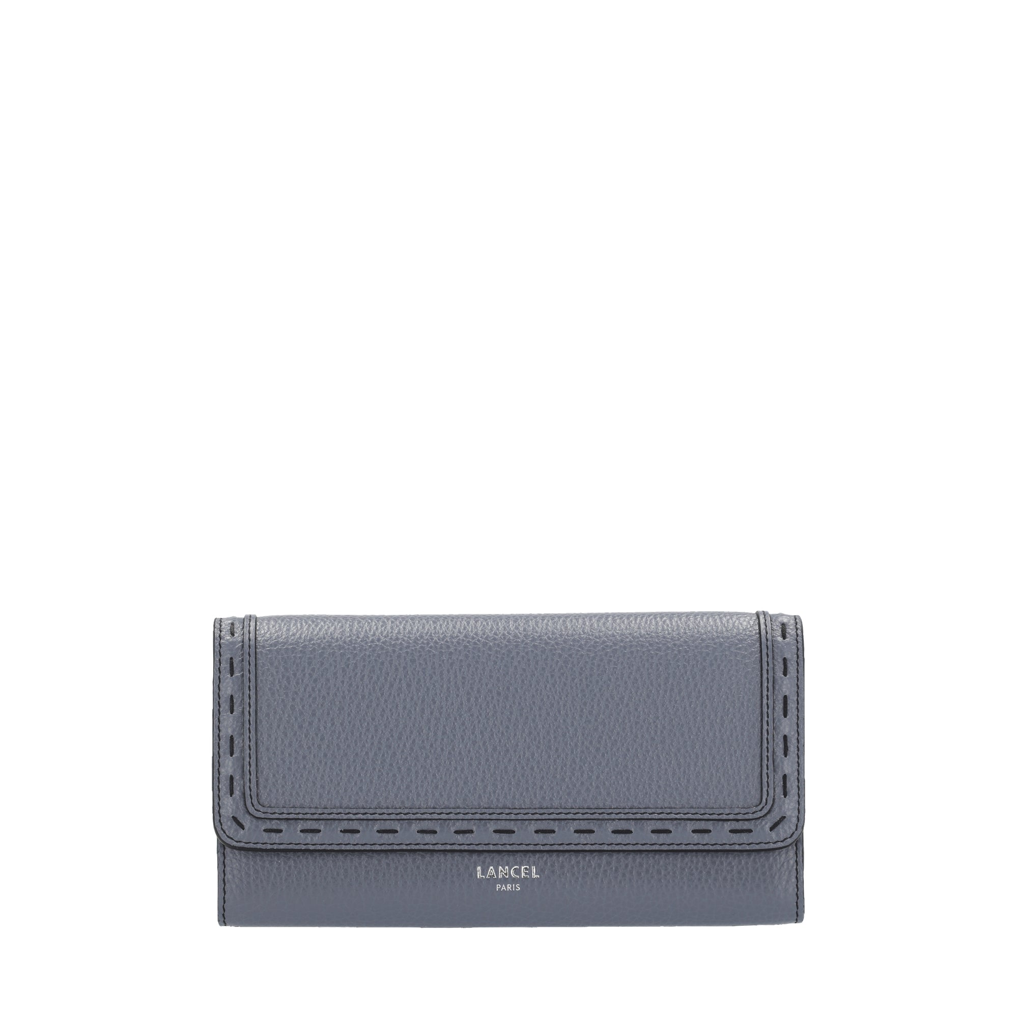 Portefeuille long rabat Premier Flirt en cuir grainé - Ciment