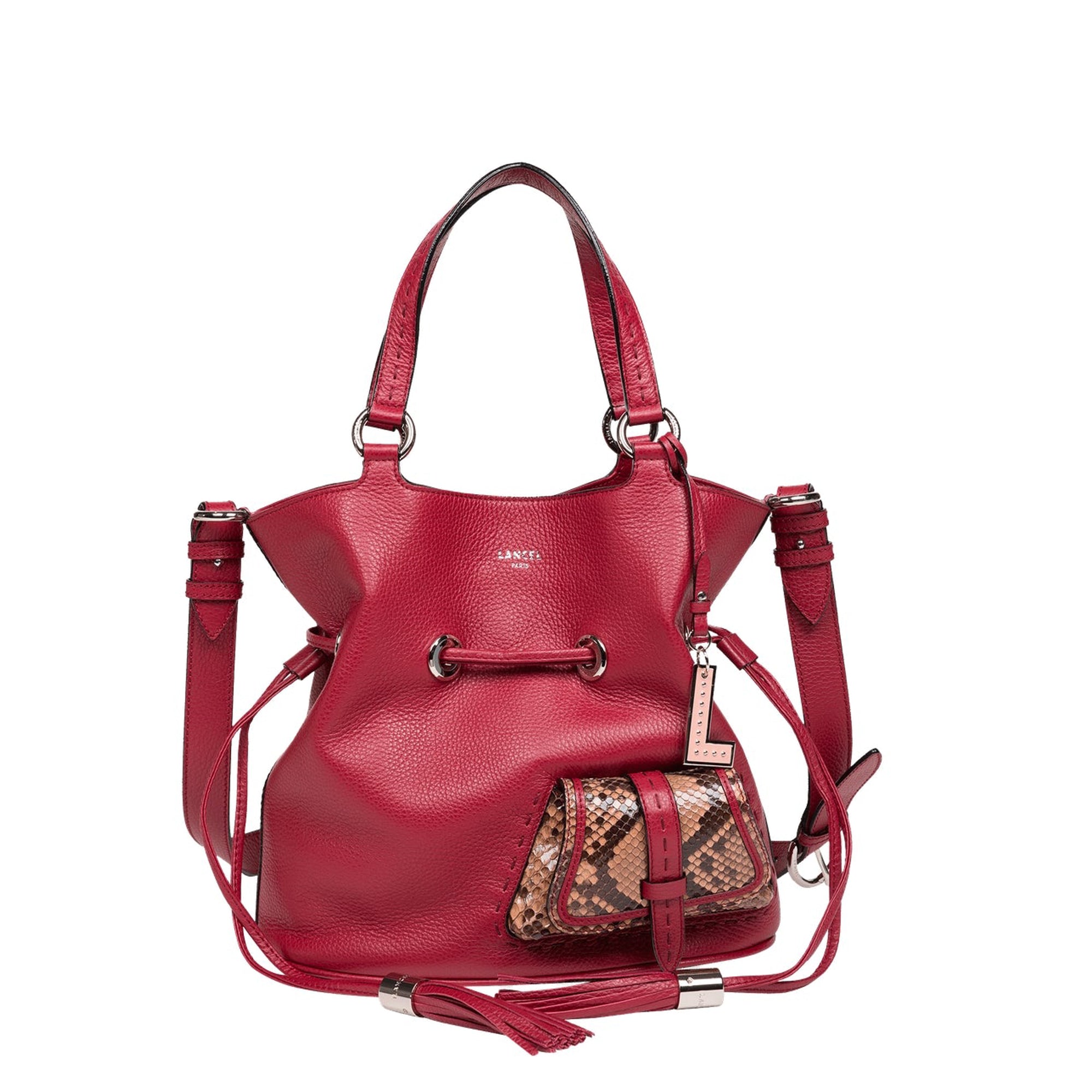 Sac Premier Flirt en cuir et python - Multicolore Carmin