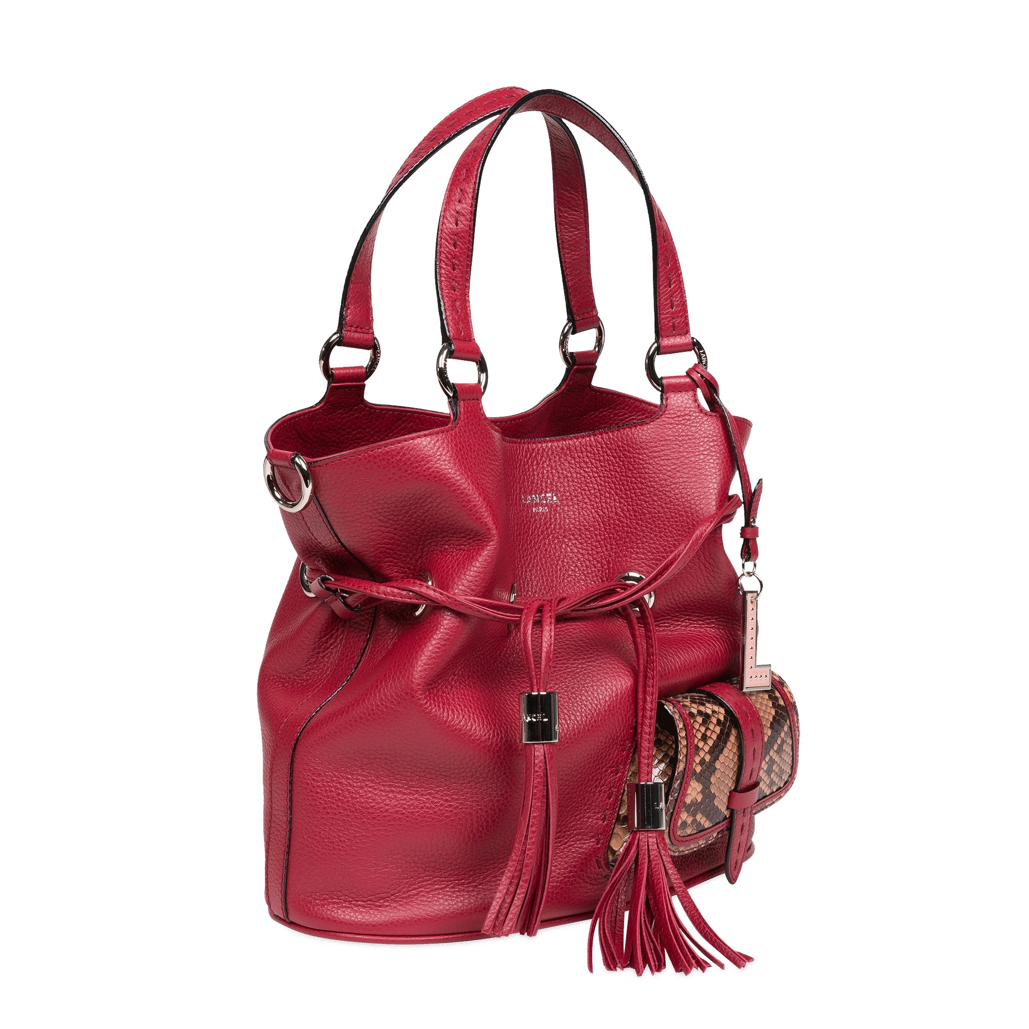 Sac Premier Flirt en cuir et python - Multicolore Carmin