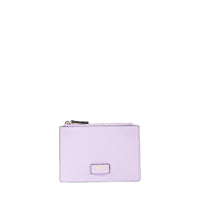 Ninon L zipped card holder in grained leather - Lilac