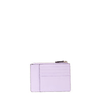Ninon L zipped card holder in grained leather - Lilac