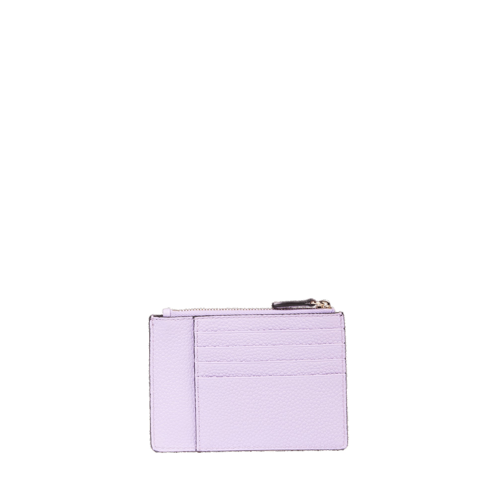 Ninon L zipped card holder in grained leather - Lilac