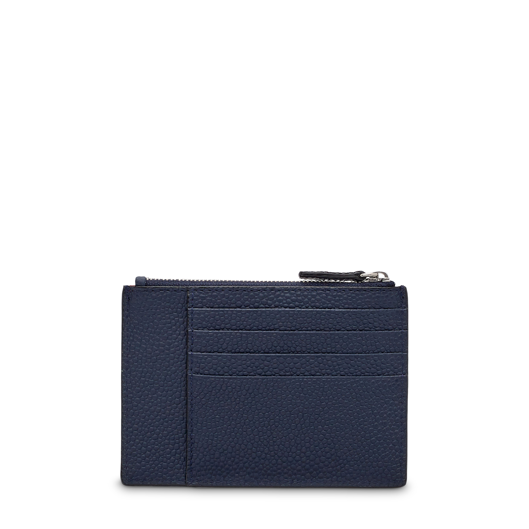 Porte-cartes zippé Ninon L en cuir grainé - Bleu pétrole