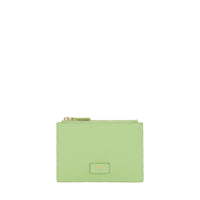 Porte-cartes zippé Ninon L en cuir grainé - Vert Pomme