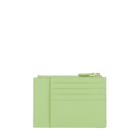 Porte-cartes zippé Ninon L en cuir grainé - Vert Pomme