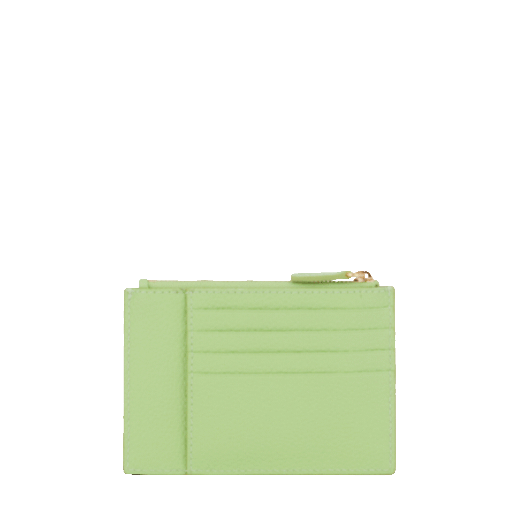 Porte-cartes zippé Ninon L en cuir grainé - Vert Pomme