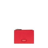 Porte-cartes zippé L Ninon en cuir - Rouge Baiser