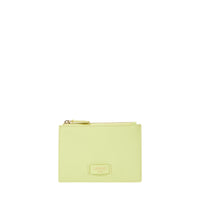 Porte-cartes zippé L Ninon en cuir grainé - Citron Vert