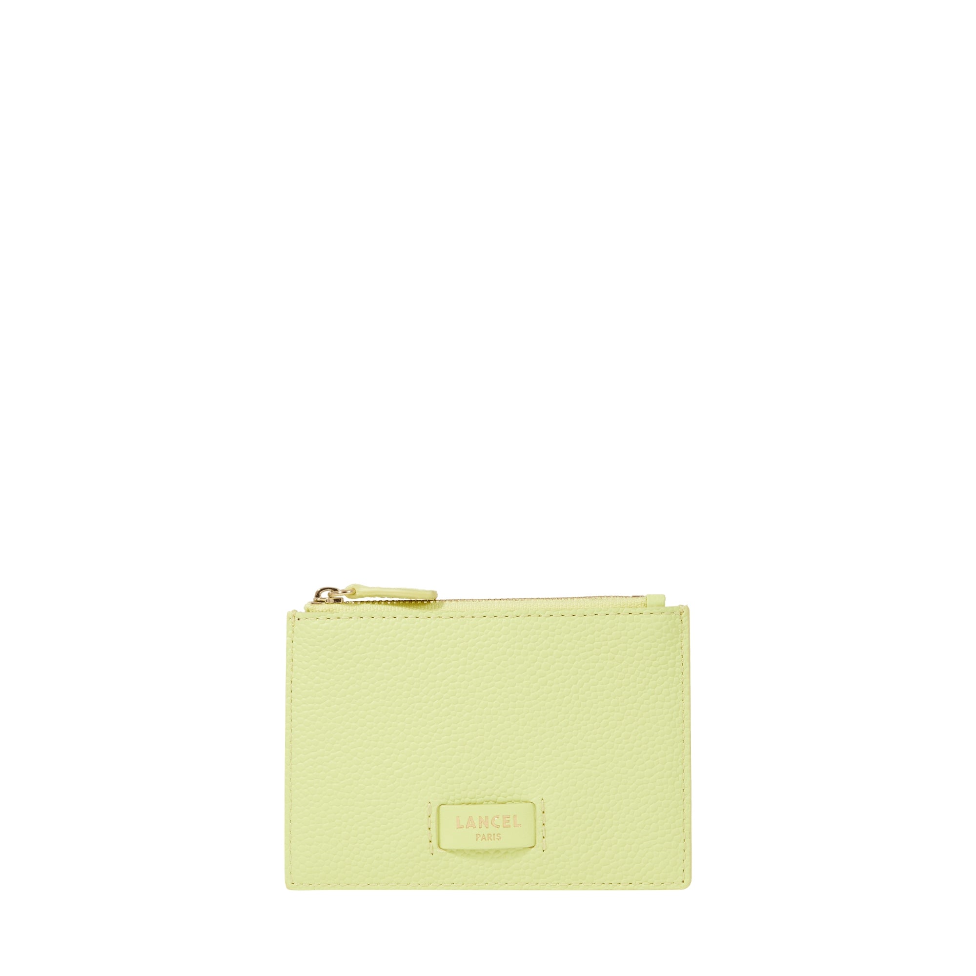 Porte-cartes zippé L Ninon en cuir grainé - Citron Vert
