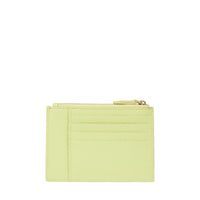 Porte-cartes zippé L Ninon en cuir grainé - Citron Vert