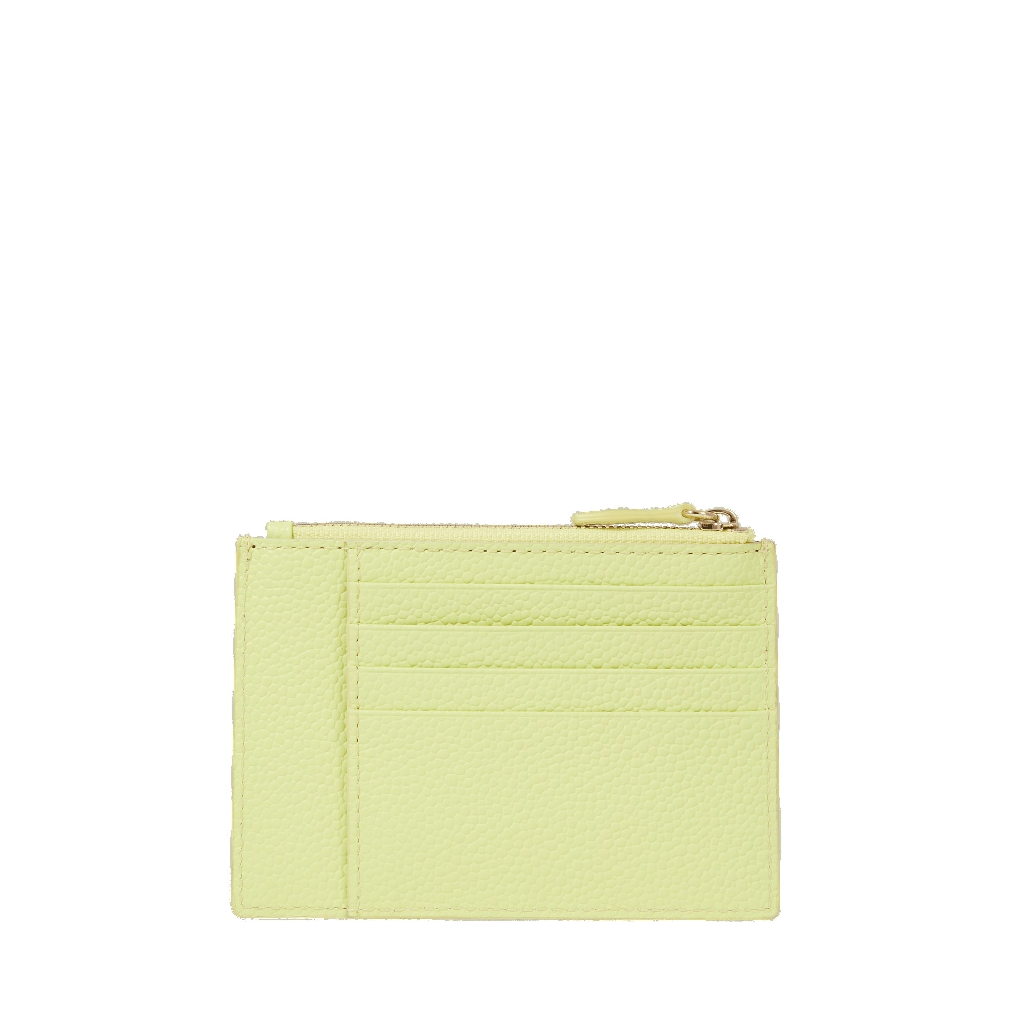 Porte-cartes zippé L Ninon en cuir grainé - Citron Vert