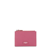 Porte-cartes zippé Ninon L en cuir lisse - Cerise