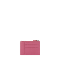 Porte-cartes zippé Ninon L en cuir lisse - Cerise