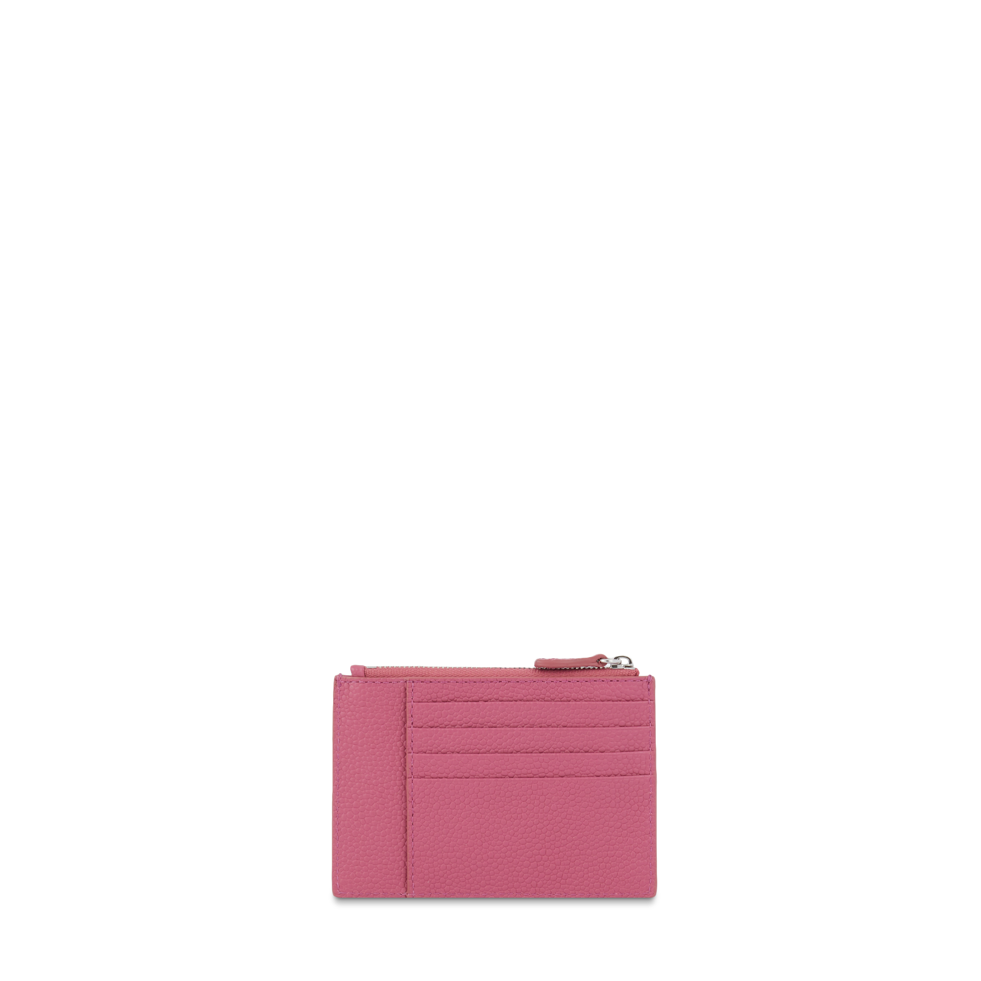 Porte-cartes zippé Ninon L en cuir lisse - Cerise