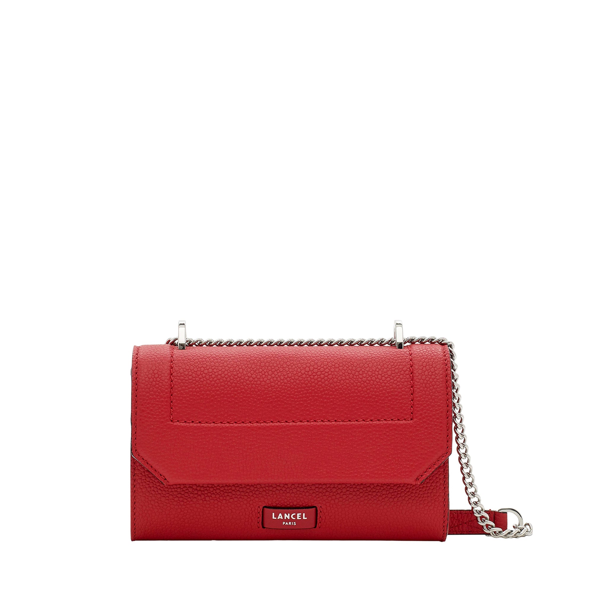 Petit sac à rabat Ninon en cuir grainé - Rouge Lancel