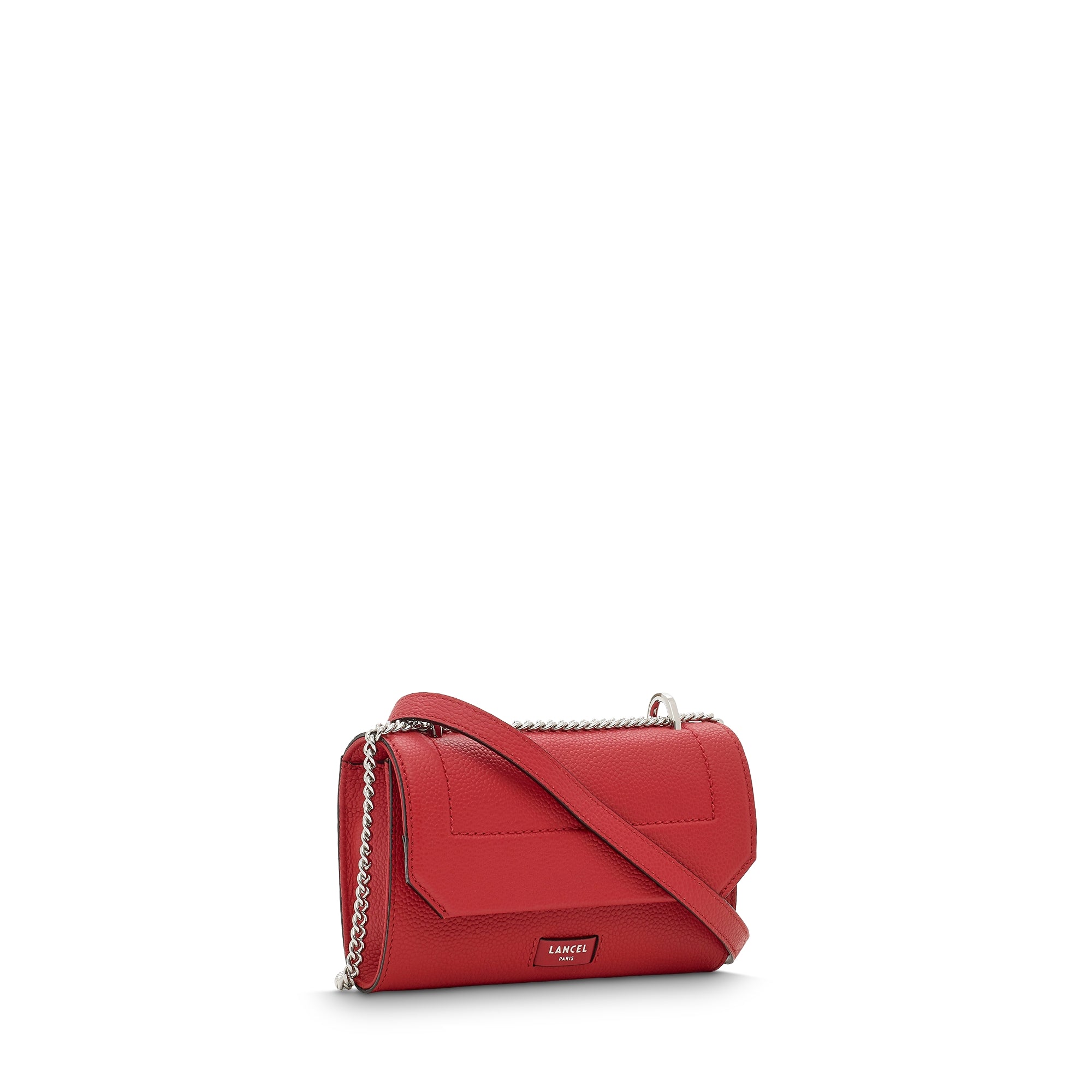Petit sac à rabat Ninon en cuir grainé - Rouge Lancel