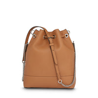 Sac seau Ninon M en cuir grainé - Camel