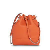 Sac seau Ninon M en cuir grainé - Papaye