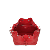 Sac seau Ninon M en cuir grainé - Rouge Lancel