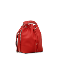 Sac seau Ninon M en cuir grainé - Rouge Lancel