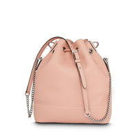 Sac seau Ninon M en cuir grainé - Rose Sunset