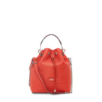 Sac seau Ninon M en cuir grainé - Coquelicot