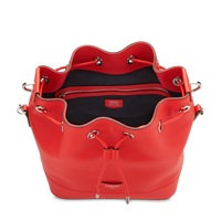 Sac seau Ninon M en cuir grainé - Coquelicot