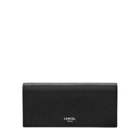 Lettrines long wallet with flap, in grained leather - Black