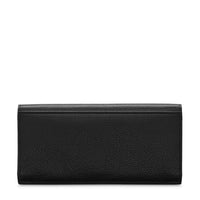 Portefeuille long Lettrines rabat en cuir grainé - Noir
