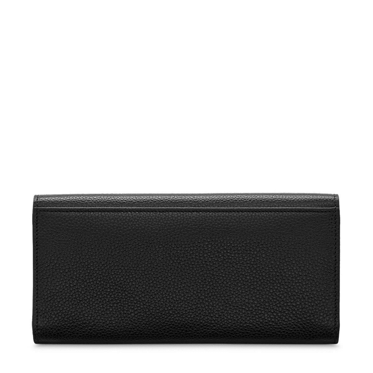 Portefeuille long Lettrines rabat en cuir grainé - Noir