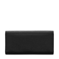 Lettrines long wallet with flap, in grained leather - Black