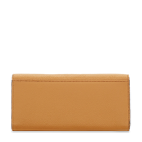 Portefeuille long Lettrines rabat en cuir grainé - Camel