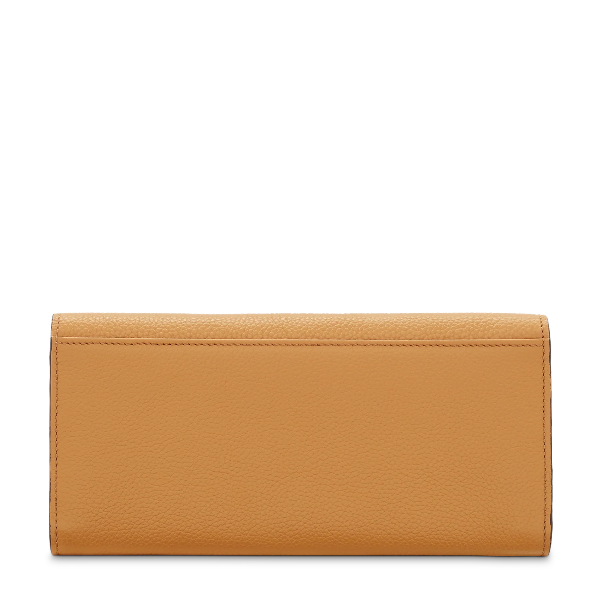 Portefeuille long Lettrines rabat en cuir grainé - Camel
