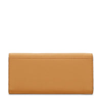 Lettrines long wallet with flap in grained leather - Camel