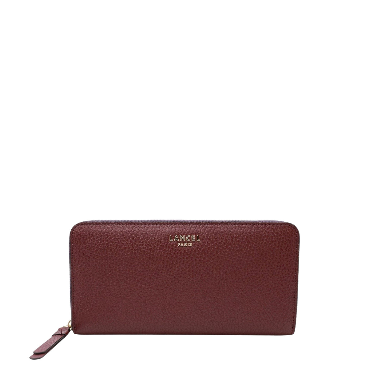 Lettrines long zipped wallet in grained leather - Cassis
