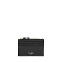 Lettrines Large Zip-Up Card Holder in Grained Leather - Black