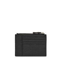 Grand porte-cartes Lettrines à zip en cuir grainé - Noir