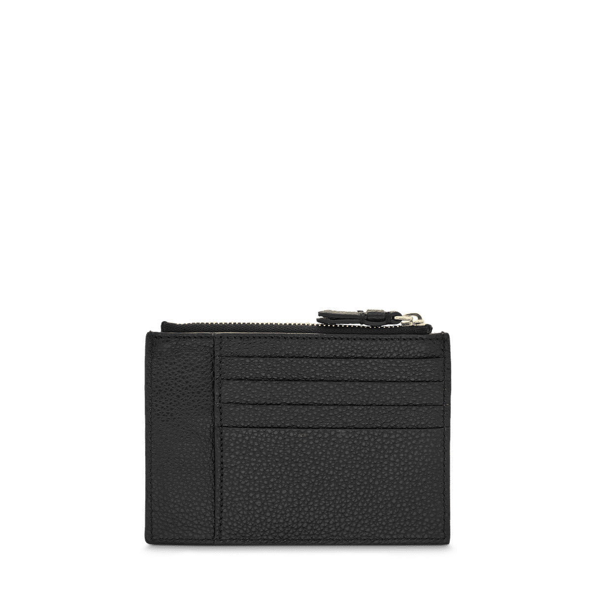 Grand porte-cartes Lettrines à zip en cuir grainé - Noir