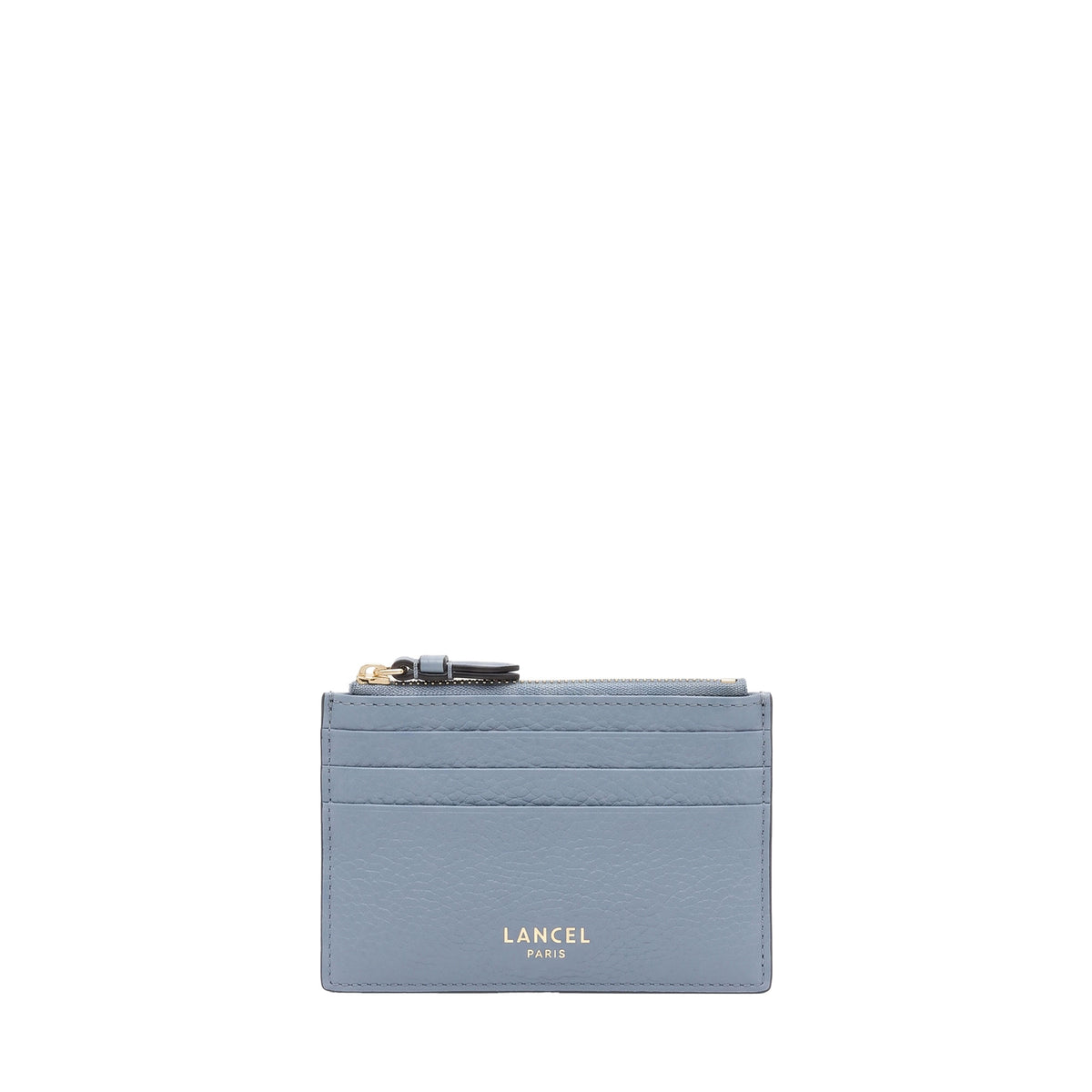Lettrines L zipped leather card holder - Polar Blue