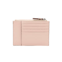 Grand porte-cartes Lettrines à zip en cuir lisse - Nude