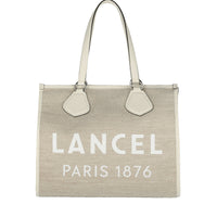 Grand sac cabas en toile - Naturel & Blanc
