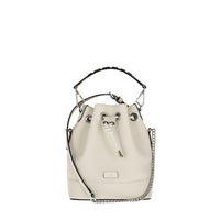 Petit sac seau Ninon en cuir grainé - Neige