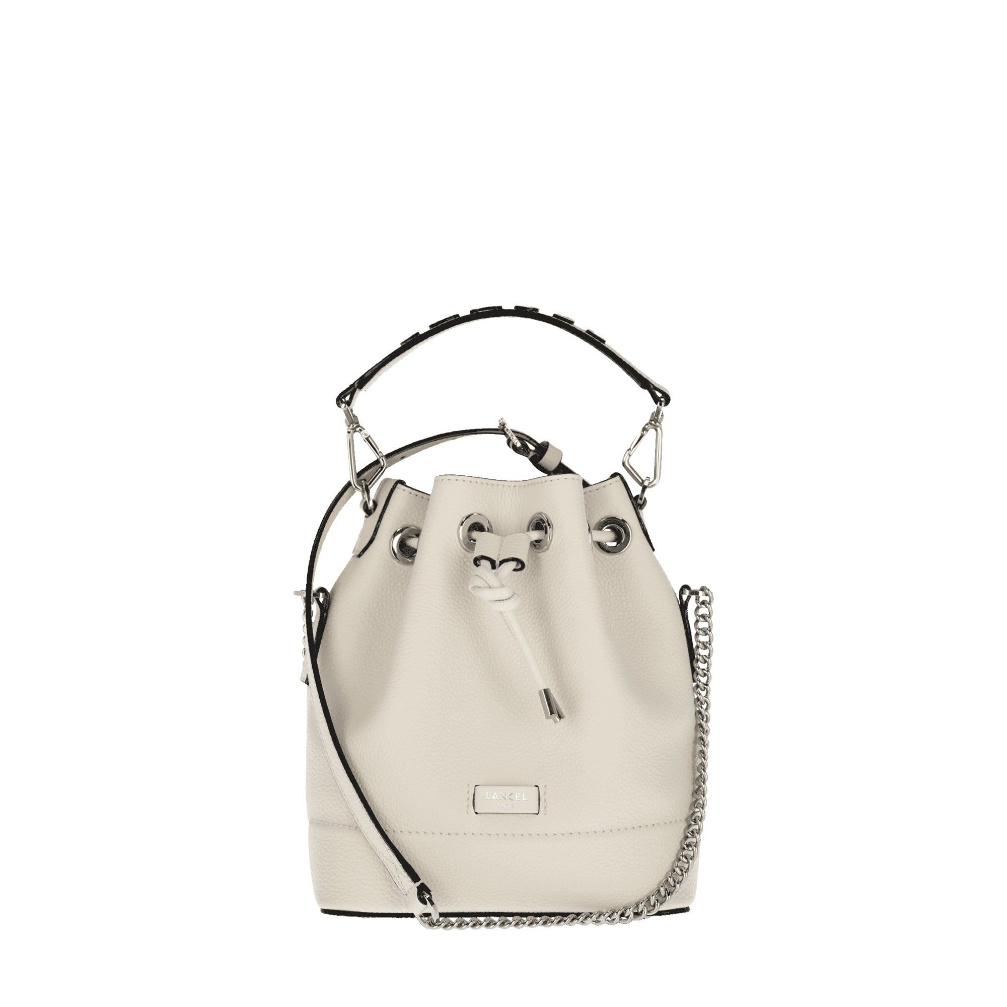 Petit sac seau Ninon en cuir grainé - Neige