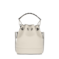 Petit sac seau Ninon en cuir grainé - Neige