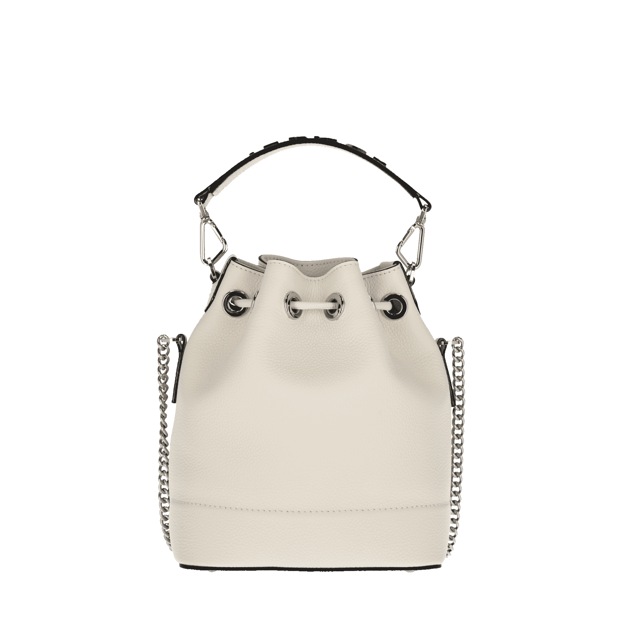 Petit sac seau Ninon en cuir grainé - Neige