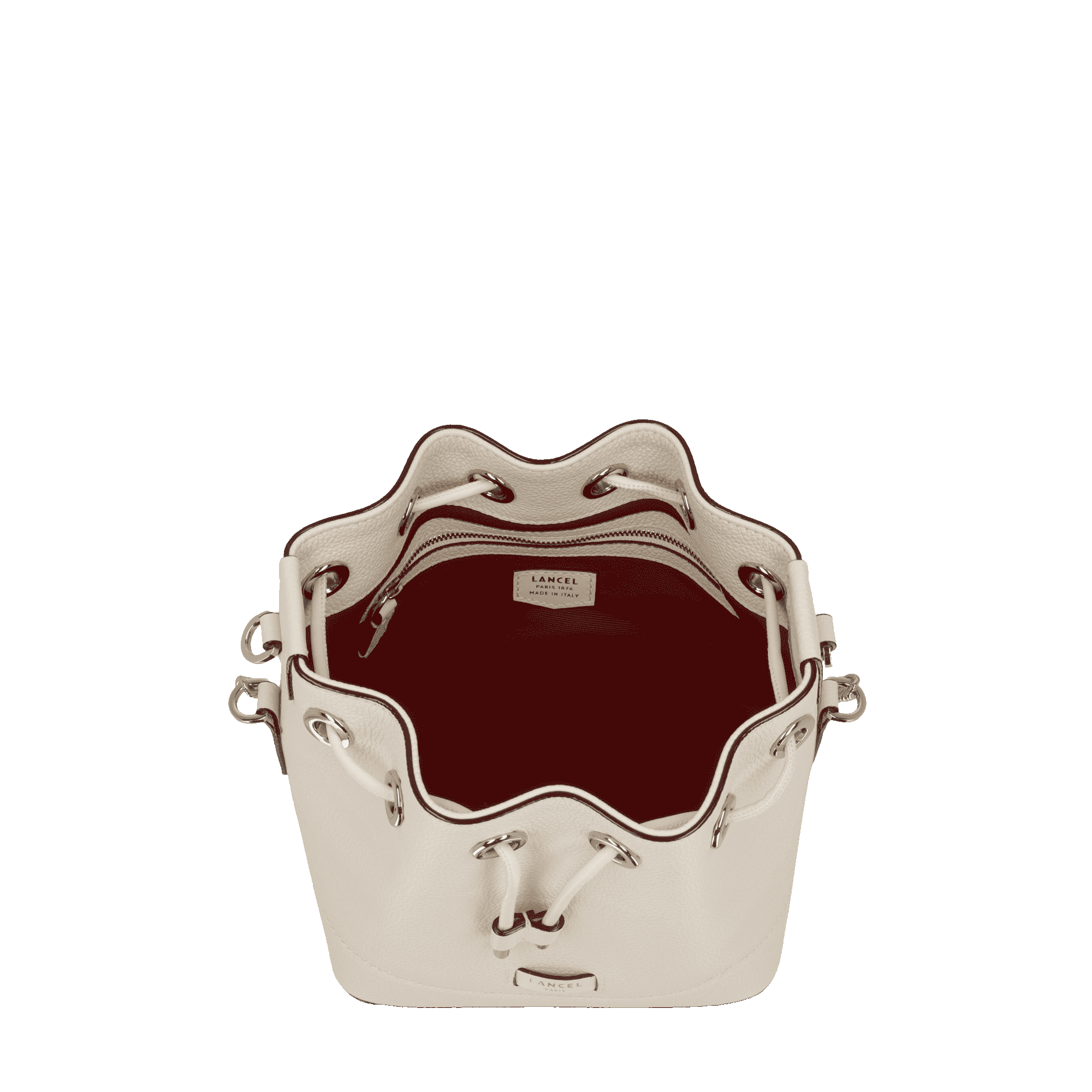Petit sac seau Ninon en cuir grainé - Neige